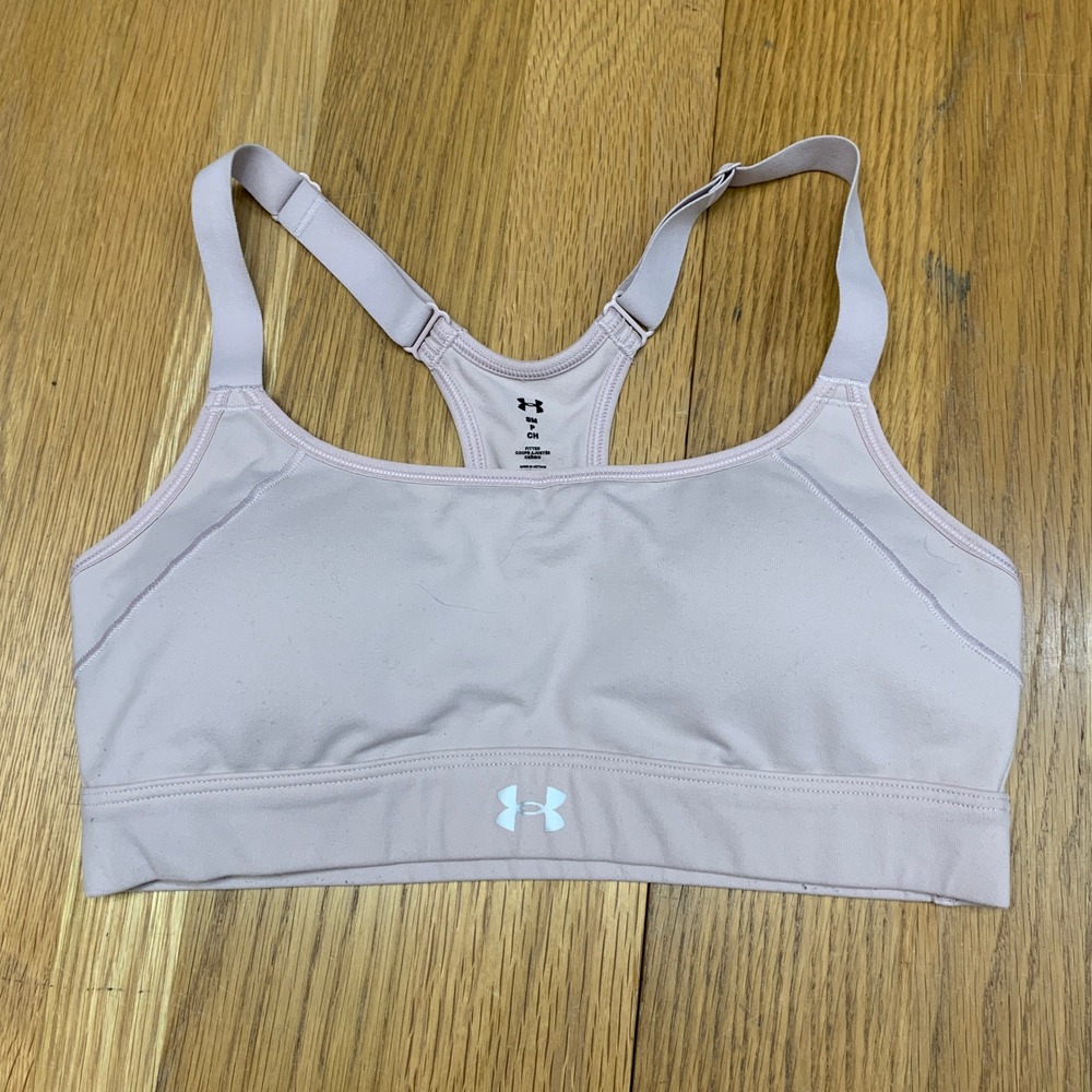 Under Armour Womens Small Pink HeatGear Racerback Adjustable Strap Sports Bra